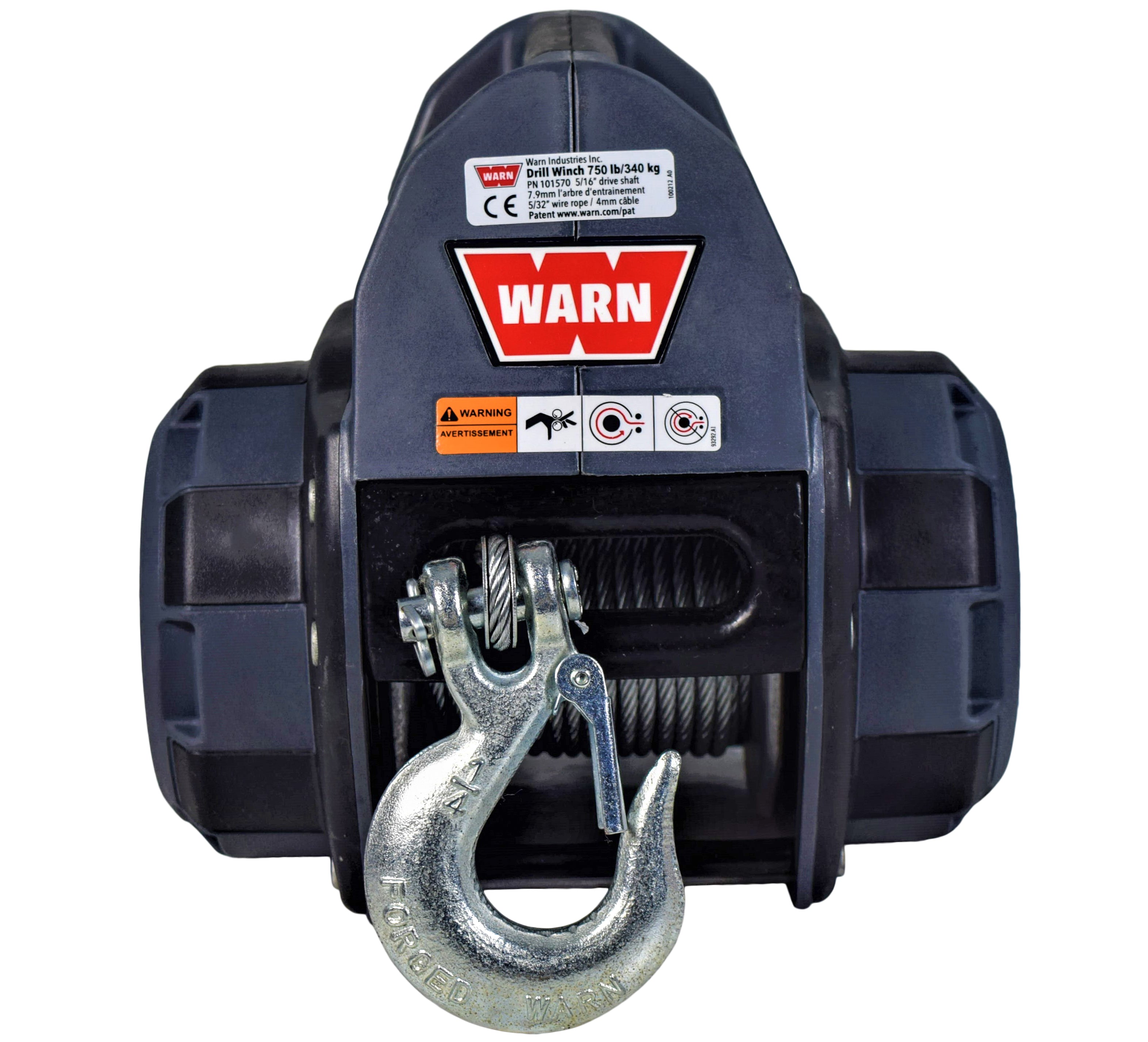 Warn 101570 Drill Winch 750 lbs Capacity 40' Steel Rope Free-spool Clutch