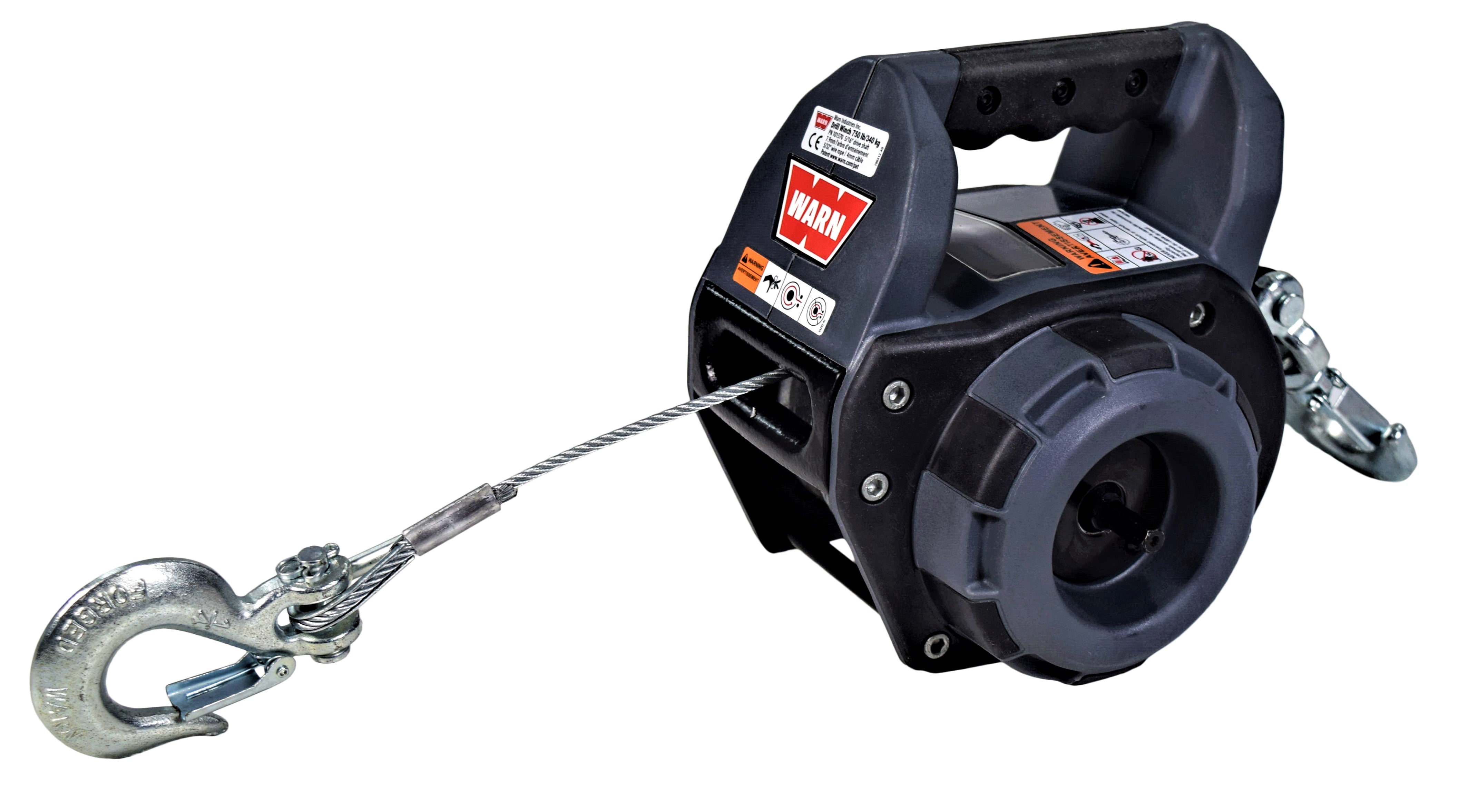 Warn 101570 Drill Winch 750 lbs Capacity 40' Steel Rope Free-spool Clutch