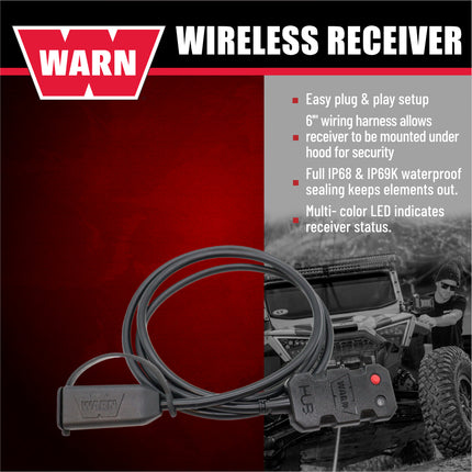 WARN 103945 HUB Wireless Receiver for Truck, SUV, and Jeep Winches – Bluetooth‑Compatible Wireless Control Module for WARN HUB App