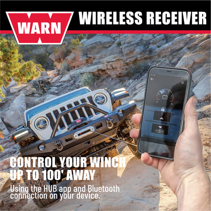 WARN 103945 HUB Wireless Receiver for Truck, SUV, and Jeep Winches – Bluetooth‑Compatible Wireless Control Module for WARN HUB App