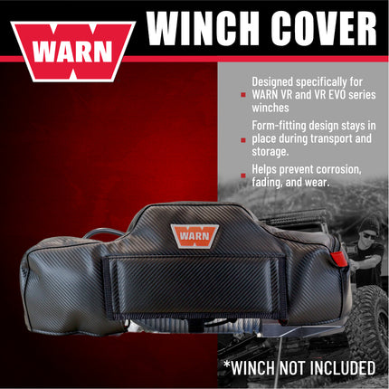 WARN 107765 Winch Cover for WARN VR and VR EVO Series Winches – Premium, Durable Black Protective Cover for Weather, UV, and Trail Damage