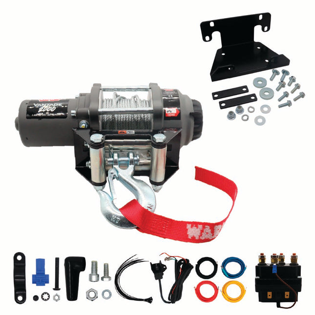 WARN Vantage 2000 Winch and Mount Kit (108212 95740) for 2016-2024 Yamaha Grizzly 700 & Kodiak 700 - Heavy-Duty Steel Bolt-On Plate Compatible with ProVantage and Vantage Winches