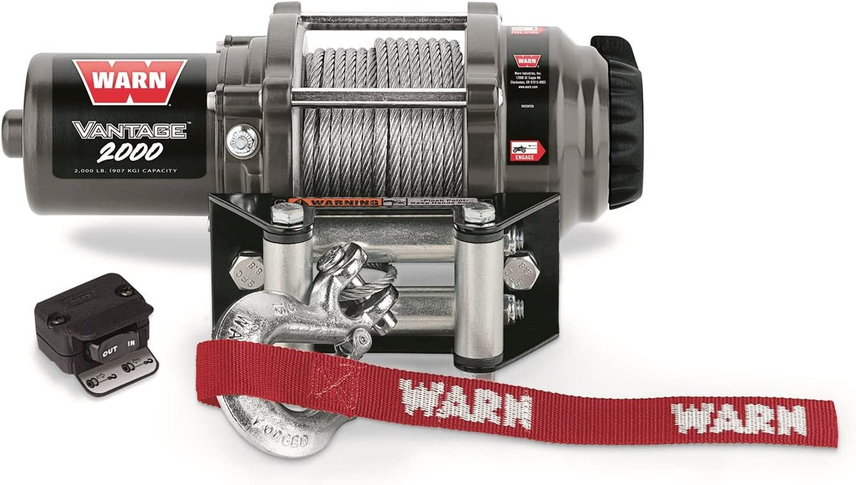 Warn Vantage 2000 DC 12V ATV/UTV Electric Winch with 55' of Wire Rope & 2000 lbs. Pull Capacity (108212)