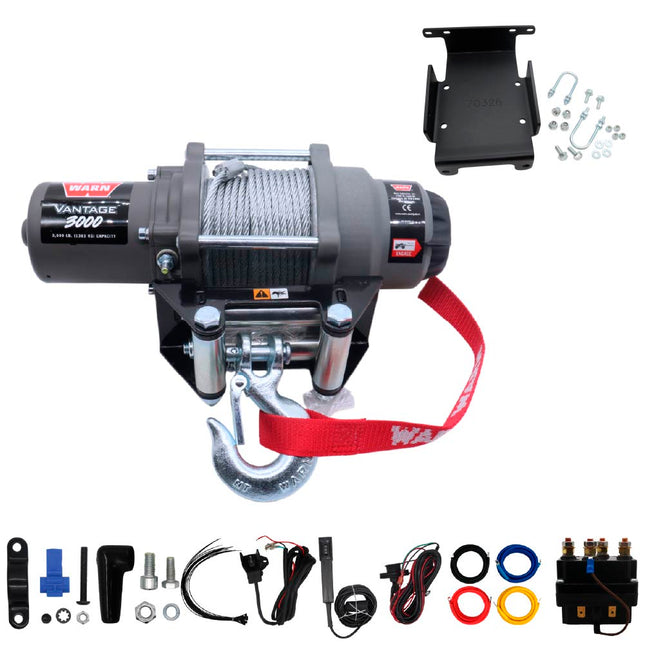 WARN Vantage 3000 Winch and Mount Kit (108213 70326) for Suzuki King Quad 450/500/700/750 (2005-2025) & QuadRacer - Heavy-Duty Steel Bolt-On Plate Compatible with ProVantage and Vantage Winches