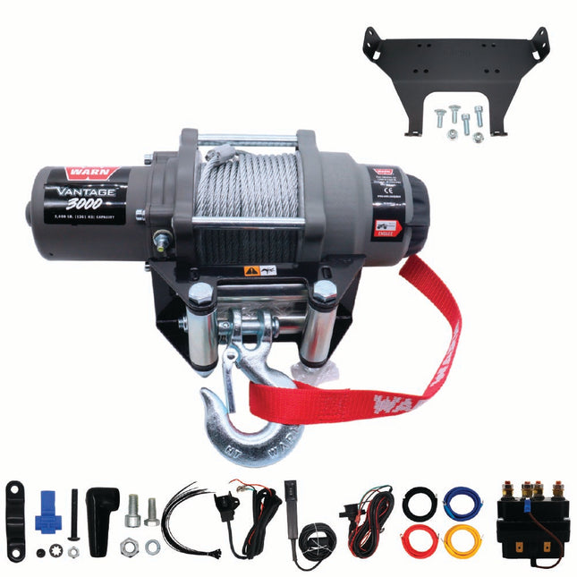 WARN 93790 Heavy-Duty Winch Mounting Kit for 2016-2022 Honda Pioneer 1000 & 1000-5 Models - Bolt-On Black Powder-Coated Steel Plate Compatible with Pro Vantage and Vantage Powersports Winches