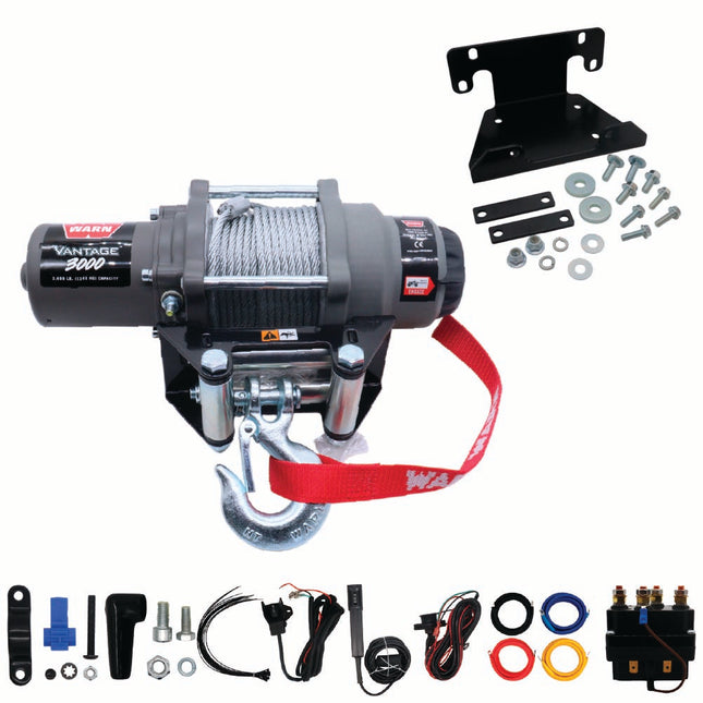 WARN Vantage 3000 Winch and Mount Kit (108213 95740) for 2016-2024 Yamaha Grizzly 700 & Kodiak 700 - Heavy-Duty Steel Bolt-On Plate Compatible with ProVantage and Vantage Winches