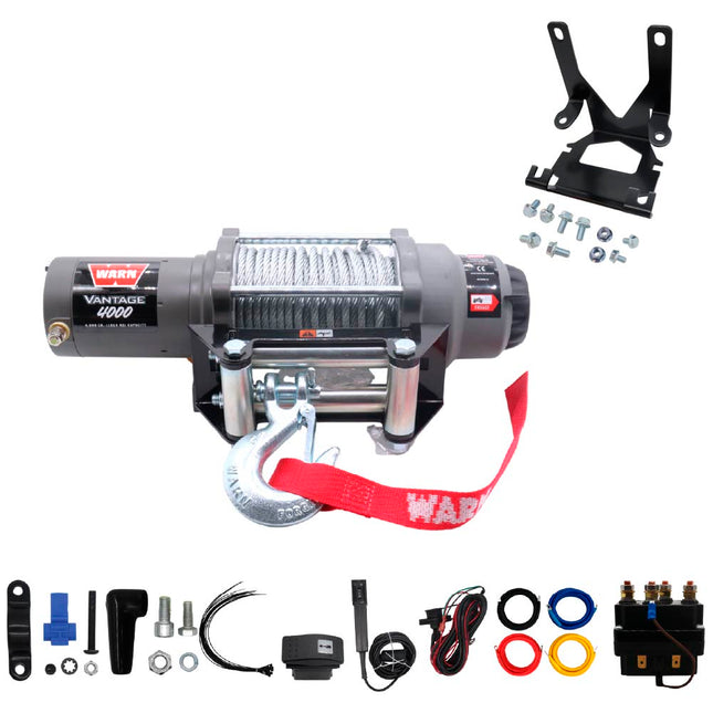 WARN Vantage 4000 Winch and Mount Kit(108214 100380) for Honda TRX Foreman, Rancher, & Rubicon Models (2014-2025) - Durable Black Powder Coated Steel Mount Compatible with ProVantage & Vantage Winches