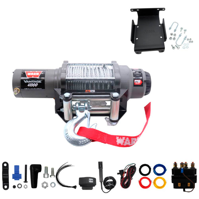 WARN Vantage 4000 Winch and Mount Kit (108214 70326) for Suzuki King Quad 450/500/700/750 (2005-2025) & QuadRacer - Heavy-Duty Steel Bolt-On Plate Compatible with ProVantage and Vantage Winches