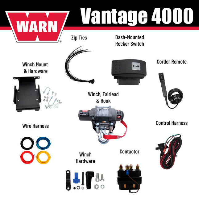 WARN Vantage 4000 Winch and Mount Kit (108214 70326) for Suzuki King Quad 450/500/700/750 (2005-2025) & QuadRacer - Heavy-Duty Steel Bolt-On Plate Compatible with ProVantage and Vantage Winches