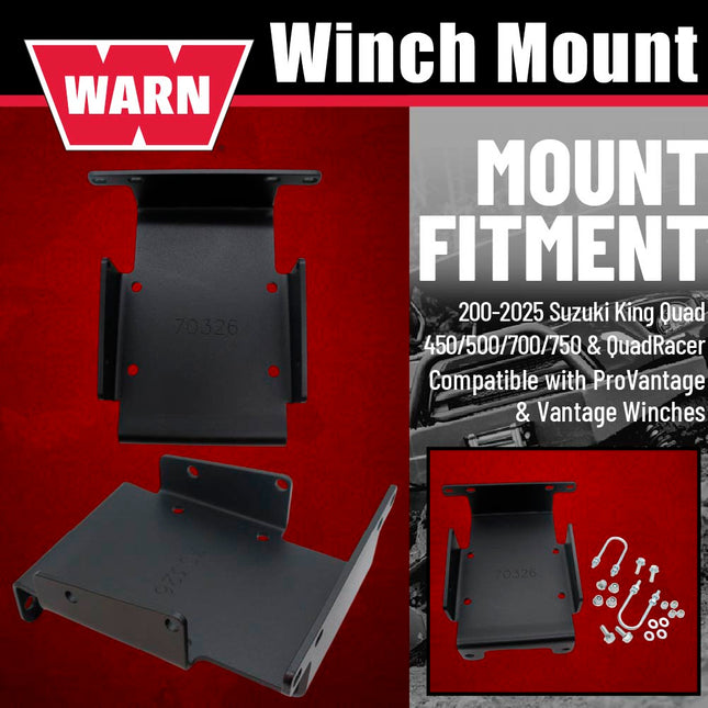 WARN Vantage 4000 Winch and Mount Kit (108214 70326) for Suzuki King Quad 450/500/700/750 (2005-2025) & QuadRacer - Heavy-Duty Steel Bolt-On Plate Compatible with ProVantage and Vantage Winches
