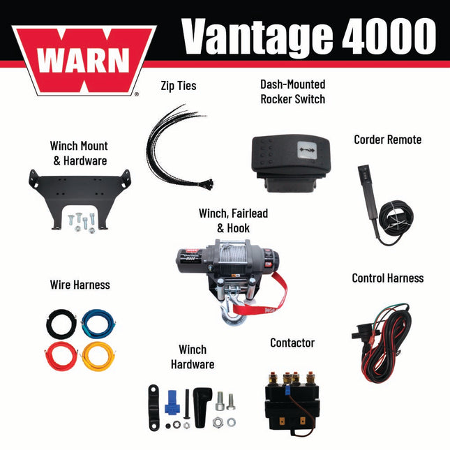 WARN 93790 Heavy-Duty Winch Mounting Kit for 2016-2022 Honda Pioneer 1000 & 1000-5 Models - Bolt-On Black Powder-Coated Steel Plate Compatible with Pro Vantage and Vantage Powersports Winches