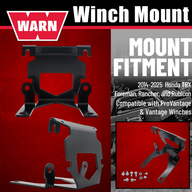 WARN ProVantage 3500 Winch and Mount Kit(108216 100380) for Honda TRX Foreman, Rancher, & Rubicon Models (2014-2025) - Durable Black Powder Coated Steel Mount Compatible with ProVantage & Vantage Winches
