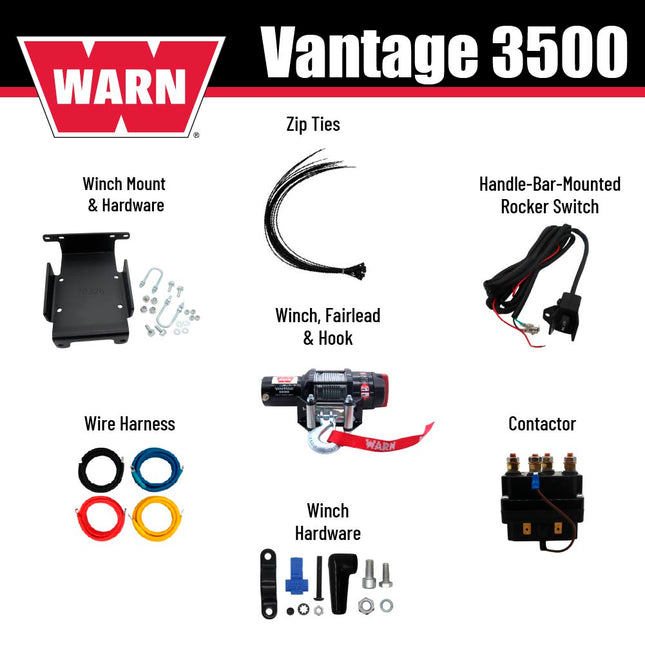 WARN ProVantage 3,500 Winch and Mount Kit (108216 70326) for Suzuki King Quad 450/500/700/750 (2005-2025) & QuadRacer - Heavy-Duty Steel Bolt-On Plate Compatible with ProVantage and Vantage Winches