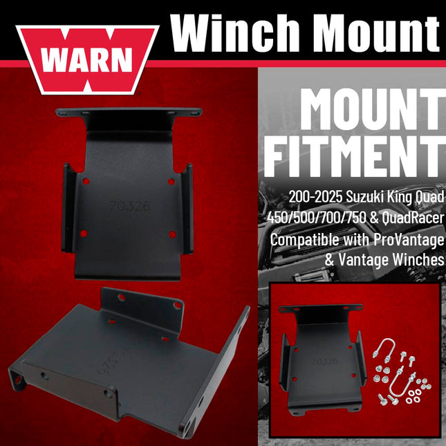 WARN ProVantage 3,500 Winch and Mount Kit (108216 70326) for Suzuki King Quad 450/500/700/750 (2005-2025) & QuadRacer - Heavy-Duty Steel Bolt-On Plate Compatible with ProVantage and Vantage Winches