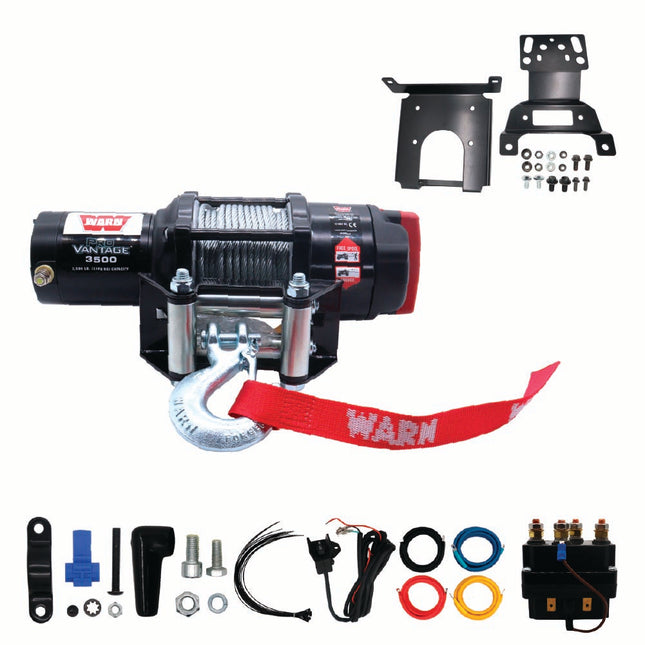 WARN ProVantage 3500 Winch & Mount Kit(108216 92332)for 2014-2025 Polaris RZR XP 1000, RZR 900, General 1000 Models, Bolt-On Black Powder-Coated Steel Plate Compatible w/ Pro Vantage & Vantage Winches