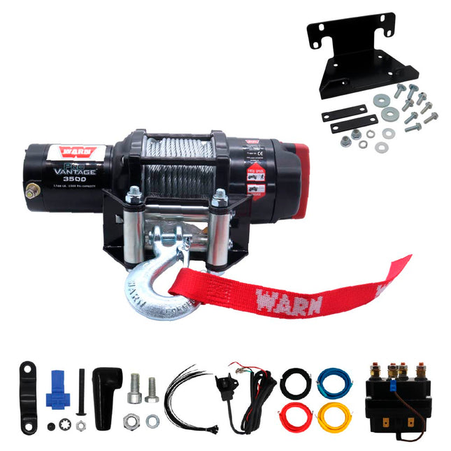 WARN ProVantage 3,500 Winch and Mount Kit (108216 95740) for 2016-2024 Yamaha Grizzly 700 & Kodiak 700 - Heavy-Duty Steel Bolt-On Plate Compatible with ProVantage and Vantage Winches