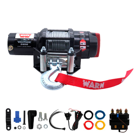 WARN ProVantage 3500 12V Electric Winch for ATV UTV Side-by-Side - 3500 lb Pulling Capacity, 50 Ft Steel Wire Cable, Roller Fairlead, Fully Weather-Sealed, Planetary Gear, Remote (108216)