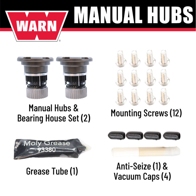 WARN 108325 Premium Manual Locking Hubs for 2005–2026 Ford Super Duty F‑250, F‑350, F‑450, and F‑550 – 35‑Spline, Heavy‑Duty Manual Hubs, Set of 2 (Argent Gray)