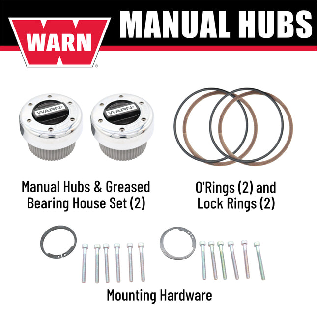 WARN 11690 Standard Manual Locking Hubs – 30‑Spline, Chrome/Black, Heavy‑Duty Manual 4WD Hubs (Pair) for Reliable Traction and Durable Off‑Road Performance