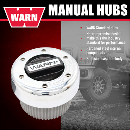 WARN 11690 Standard Manual Locking Hubs – 30‑Spline, Chrome/Black, Heavy‑Duty Manual 4WD Hubs (Pair) for Reliable Traction and Durable Off‑Road Performance