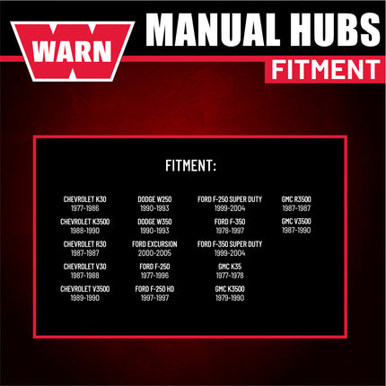WARN 11690 Standard Manual Locking Hubs – 30‑Spline, Chrome/Black, Heavy‑Duty Manual 4WD Hubs (Pair) for Reliable Traction and Durable Off‑Road Performance