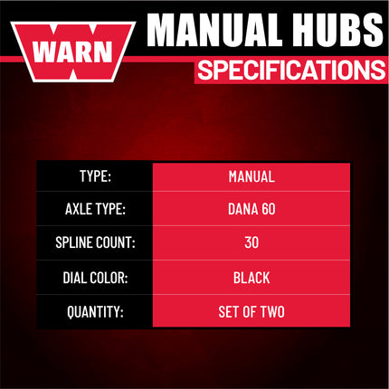 WARN 11690 Standard Manual Locking Hubs – 30‑Spline, Chrome/Black, Heavy‑Duty Manual 4WD Hubs (Pair) for Reliable Traction and Durable Off‑Road Performance
