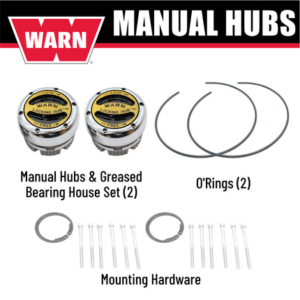 WARN 20990 Premium Manual Locking Hubs – 19‑Spline, Heavy‑Duty Manual 4WD Hubs with Mounting Hardware, Set of 2 for Reliable Off‑Road and Work Use