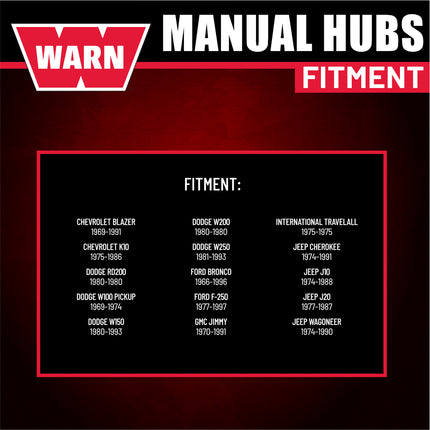WARN 20990 Premium Manual Locking Hubs – 19‑Spline, Heavy‑Duty Manual 4WD Hubs with Mounting Hardware, Set of 2 for Reliable Off‑Road and Work Use