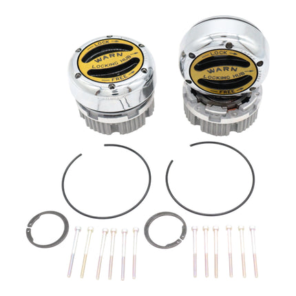 WARN 20990 Premium Manual Locking Hubs – 19‑Spline, Heavy‑Duty Manual 4WD Hubs with Mounting Hardware, Set of 2 for Reliable Off‑Road and Work Use