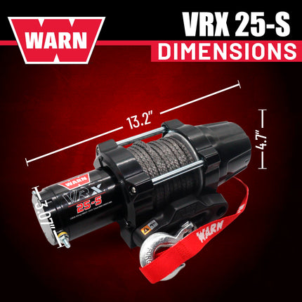 WARN VRX 25-S Powersport Winch – 2,500 lb Pulling Capacity, Synthetic Rope, Sealed Motor, All-Metal Gear Train, Waterproof Design for ATV/UTV Recovery and Trail Riding