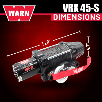 WARN VRX 45-S Powersport Winch – 4,500 lb Pulling Capacity, Synthetic Rope, Sealed Motor, All-Metal Gear Train, Waterproof Construction for ATV/UTV Recovery, Trail Riding & Utility Work