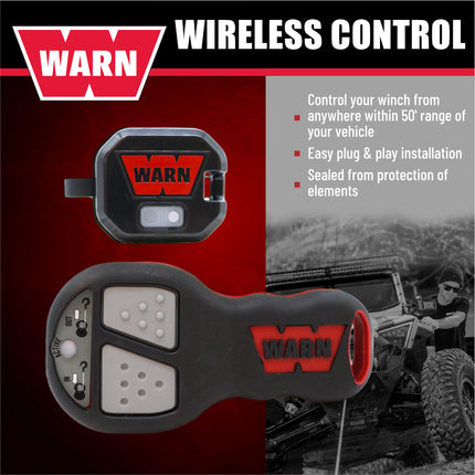 WARN 90287 Wireless Remote Control System for Truck and SUV Winches – Includes Wireless Transmitter and Receiver for Easy, Safe, Long‑Distance Winch Operation