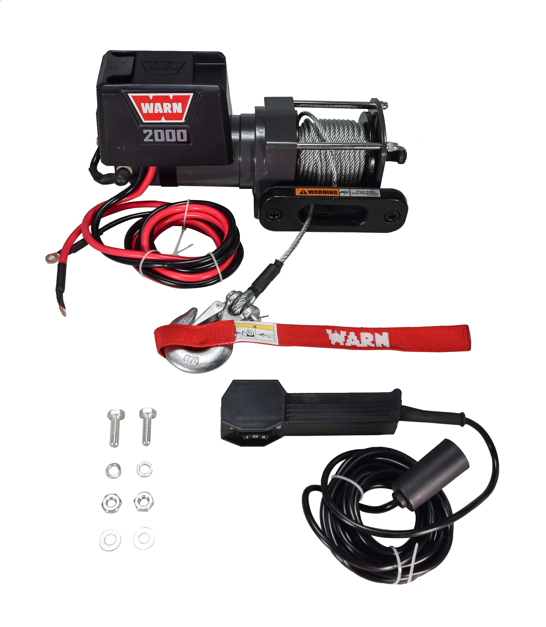 Warn 92000 2000 DC 12V Electric Utility Winch with Steel Cable