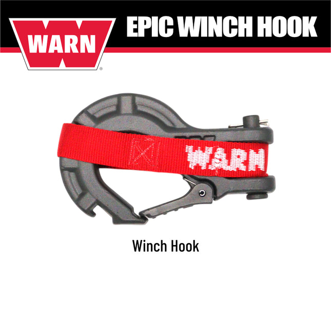 WARN 92090 Epic Series Premium 3/8" Steel Winch Hook: 12,000 lb (6 Ton) Capacity, Forged Steel with E-Coat Finish for Maximum Protection, Integrated Beverage Opener, Black