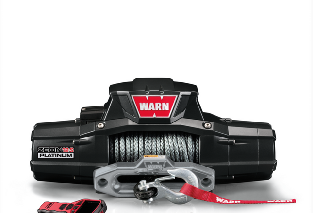 WARN ZEON 12-S Platinum 12V Winch 12000 lb Capacity 80ft Spydura Synthetic Rope Hawse Fairlead Advanced Wireless Remote w/ Clutch IP68 Waterproof Heavy Duty for Trucks, Jeeps, SUVs & Off-Road (95960)