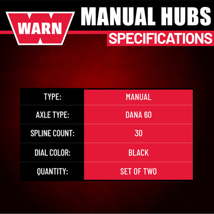 WARN 9790 Standard Manual Locking Hubs – 19‑Spline, Chrome/Black, Set of 2 for Reliable 4WD Engagement and Durable Off‑Road Performance