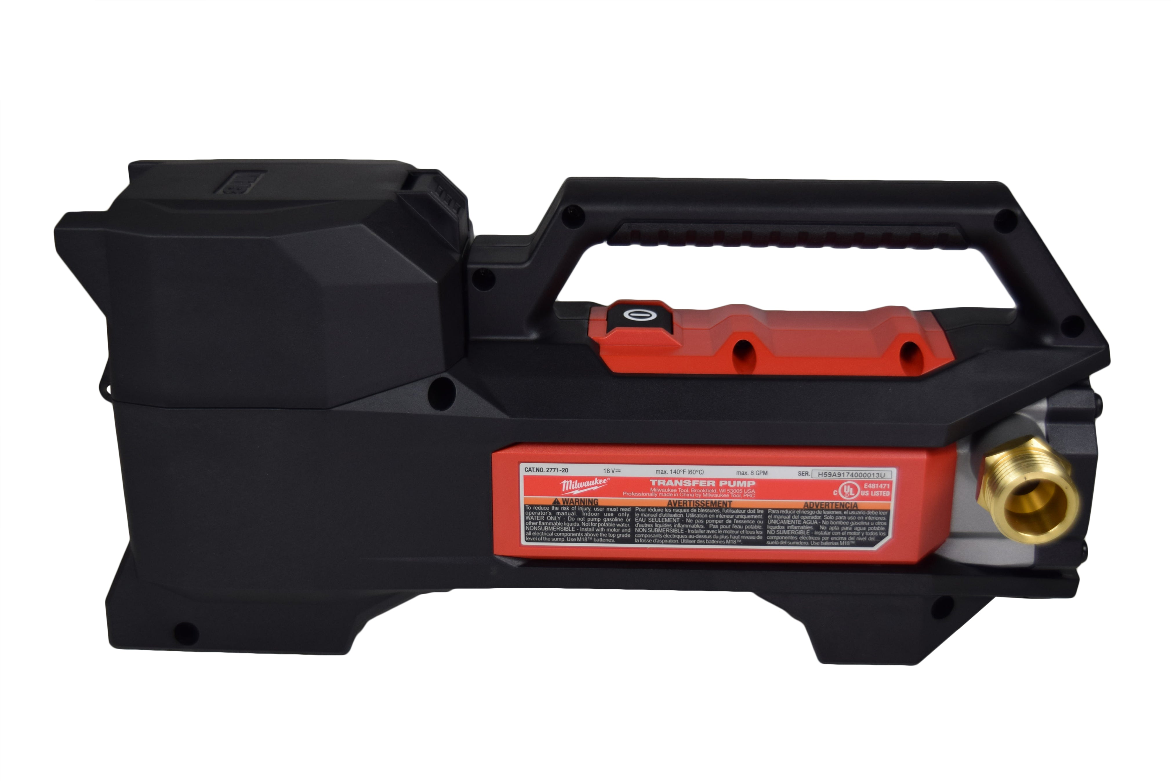 Milwaukee 2771-20 M18 18 volt Cordless Water Transfer Pump 480 Gallons/hour