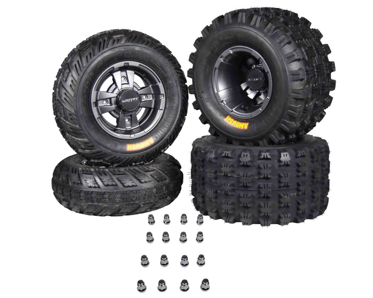 Ambush 21x7-10 20x11-9 ATV Front Rear Tire & Wheel Kit 21x7x10 20x11x9 (4 Pack)