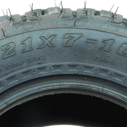 MASSFX 21x7-10 Front Tire & Gun Metal Wheel Kit for ATV, UTV, & SxS - 4-Ply