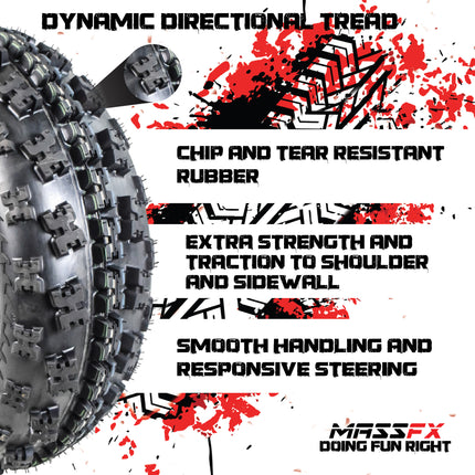MASSFX 21x7-10 Front Tires & Gun Metal Wheel Kit for ATV, UTV, & SxS - 4-Ply-2pk