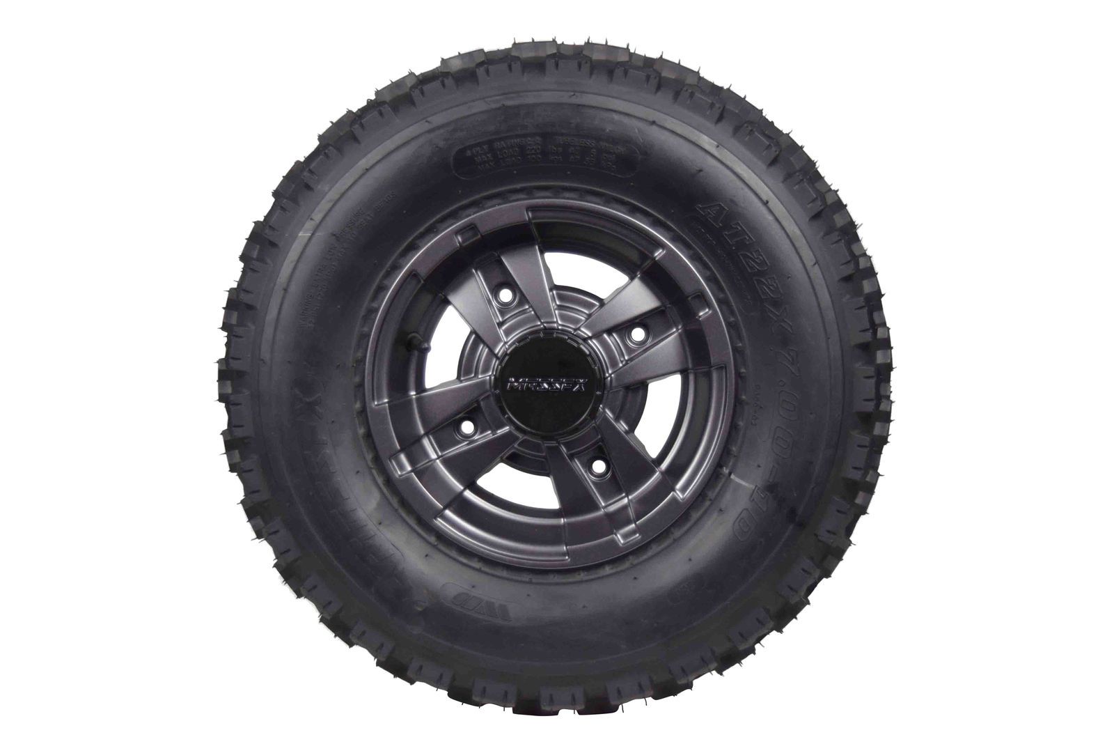 MASSFX 22x7-10 ATV Front Tire & 10x5 4/156 Gun Metal Wheel Kit 22x7x10 (2 Pack)