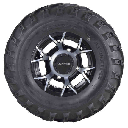 MASSFX MS 26x9-12 26x11-12 Tire w/ Black 12x7 4/156 Rims Wheel & Tire Kit
