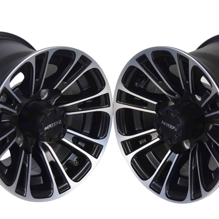 MASSFX QUAKE 10x7 Golf Cart Wheels 4/101.6 Bolt Pattern Black Rim 2 Pack