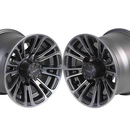 MASSFX 10x7 Golf Cart Rims with 4/101.6 or 4 on 4" Bolt Pattern-Gun Metal Grey-2 pk