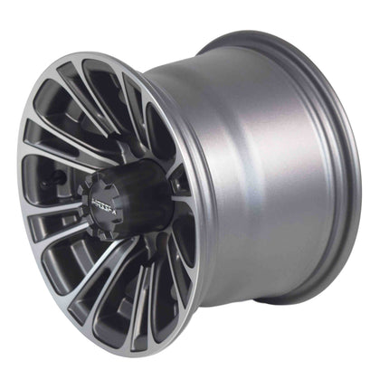MASSFX QUAKE 10x7 Golf Cart Wheels 4/101.6 Bolt Pattern Gun Metal Rim 4 Pack