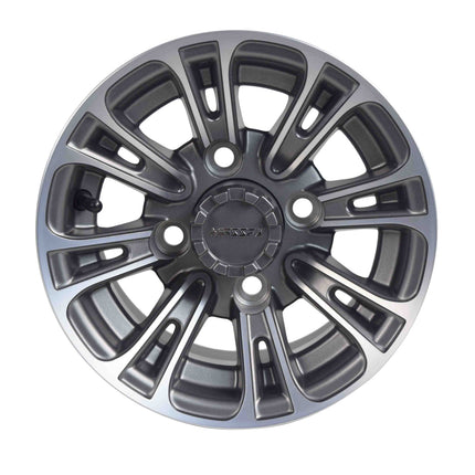 MASSFX QUAKE 10x7 Golf Cart Wheels 4/101.6 Bolt Pattern Gun Metal Rim 4 Pack