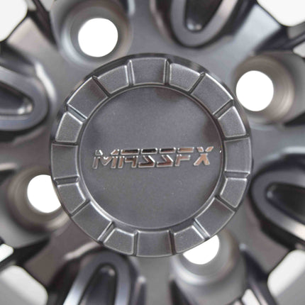 MASSFX QUAKE 10x7 Golf Cart Wheels 4/101.6 Bolt Pattern Gun Metal Rim 4 Pack