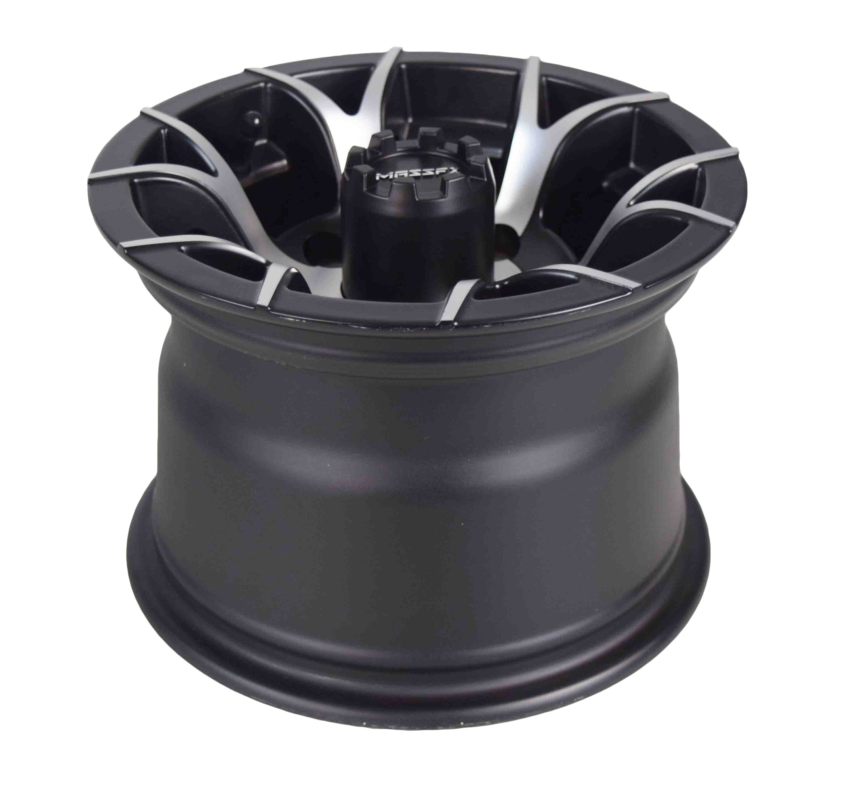 MASSFX 10x7 Golf Cart Rims with 4/101.6 or 4 on 4" Bolt Pattern-Matte Black-2 pk