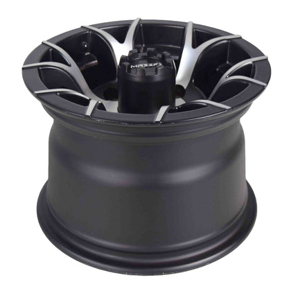 MASSFX 10x7 Golf Cart Rims with 4/101.6 or 4 on 4" Bolt Pattern-Matte Black-2 pk