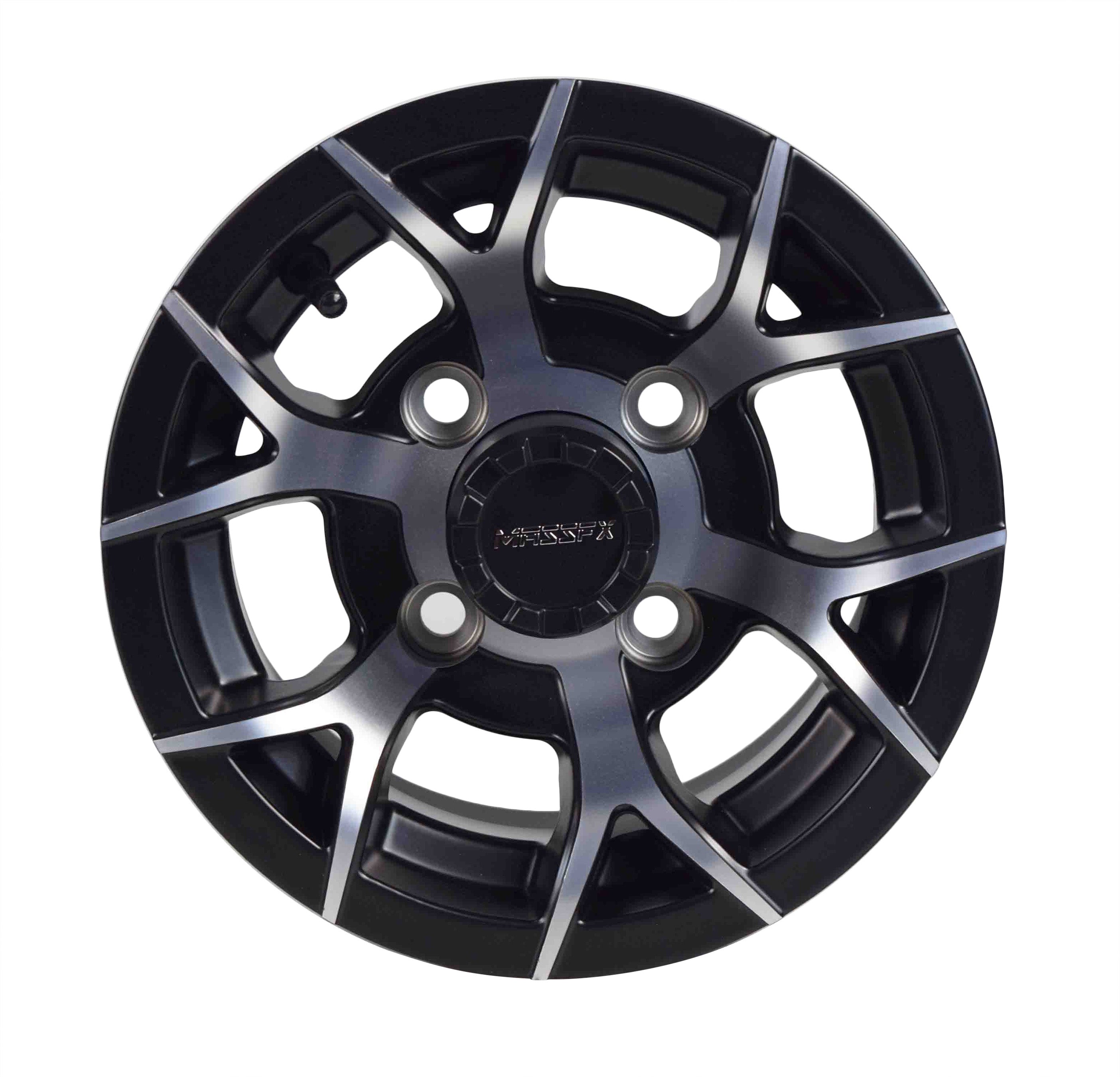 MASSFX 10x7 Golf Cart Rims with 4/101.6 or 4 on 4" Bolt Pattern-Matte Black-4 pk
